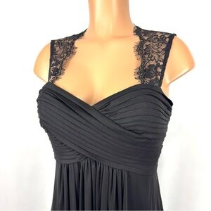 May Queen Couture USA 8 Black Bridesmaids Dress Maxi Pleated Chiffon Whimsigoth